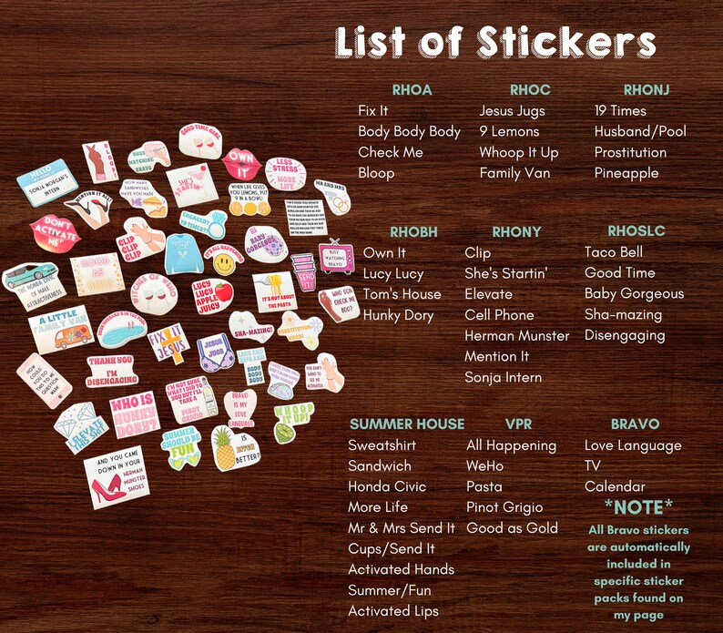 Real Housewives of Orange County Quote Stickers Sticker Set Etsy