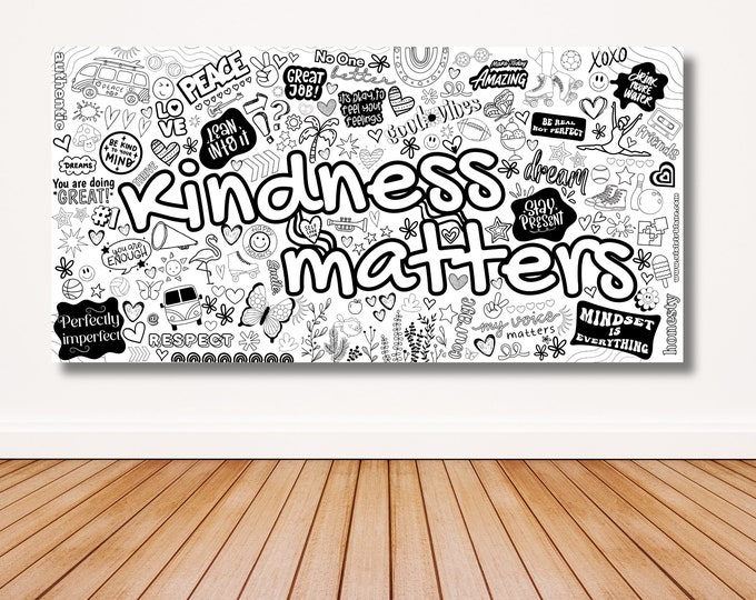 Featured listing image: Large Coloring Poster | Teens Youth Kids | Classroom | Breakroom | Positivity | Fun | Groups | Kindness | Hospital | Mental Wellness | Group