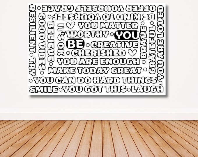 Featured listing image: Large Coloring Poster | Be You! | Youth Activity | Adult Fun | Relaxing | Encouragement | Mental Wellness | Schools | Art | Indoor Recess
