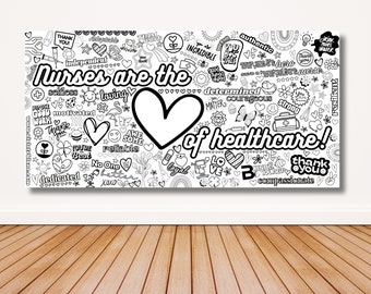 Large Coloring Poster | Nurse | Healthcare | Breakroom | Pediatrician | Stress Relief | Team | Encouragement | Hospital | Mental Wellness