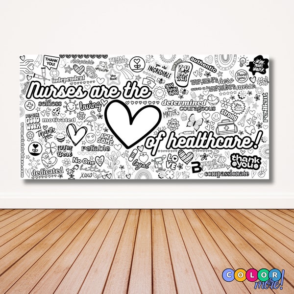 Large Coloring Poster | Nurse | Healthcare | Breakroom | Pediatrician | Stress Relief | Team | Encouragement | Hospital | Mental Wellness