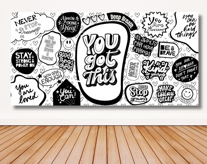 Featured listing image: Large Coloring Poster, Table Cover | Teens | Youth | Kids | Classroom | Activity | Office Breakroom | Encourage | Positivity | Fun | Groups