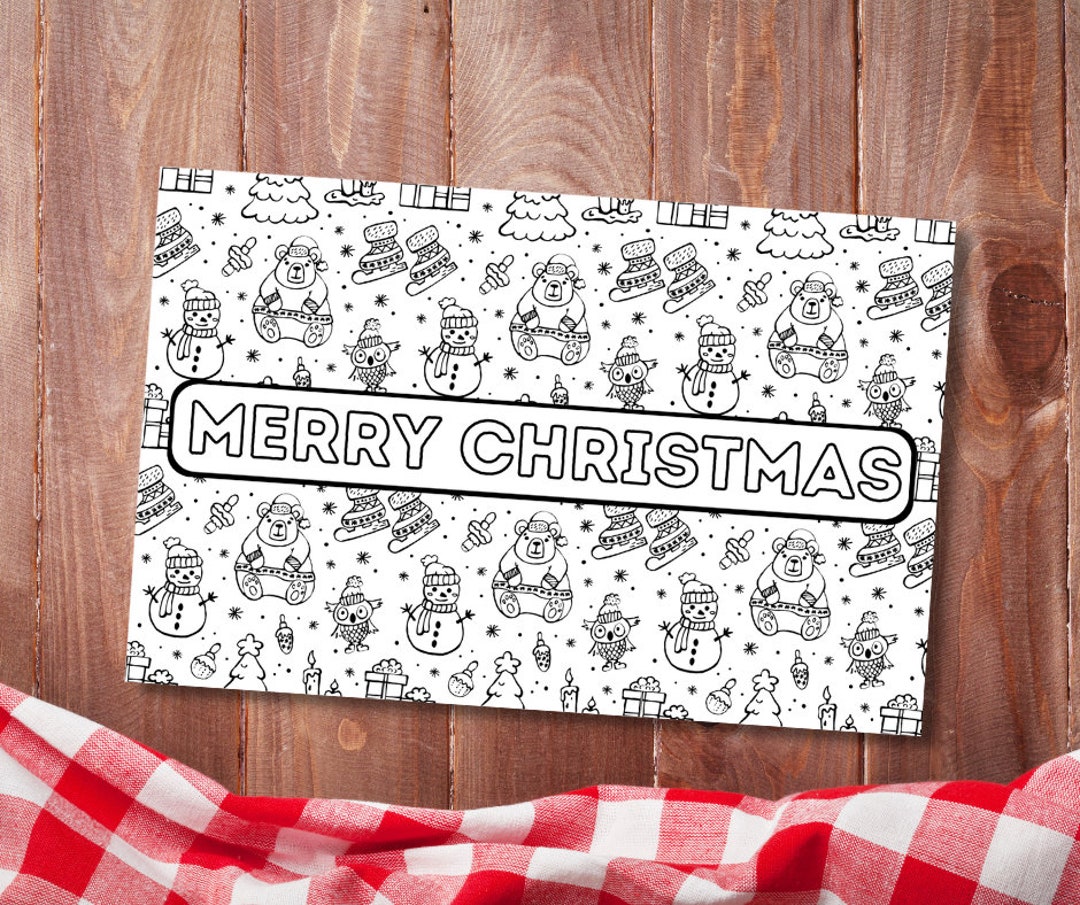 Merry Christmas Placemat Coloring Page Collage Etsy