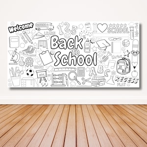 Póster grande para colorear / Regreso a clases / Normas escolares / Tablón de anuncios / 91 x 183 cm / 45 x 91 cm / Diversión para colorear / Recreo interior