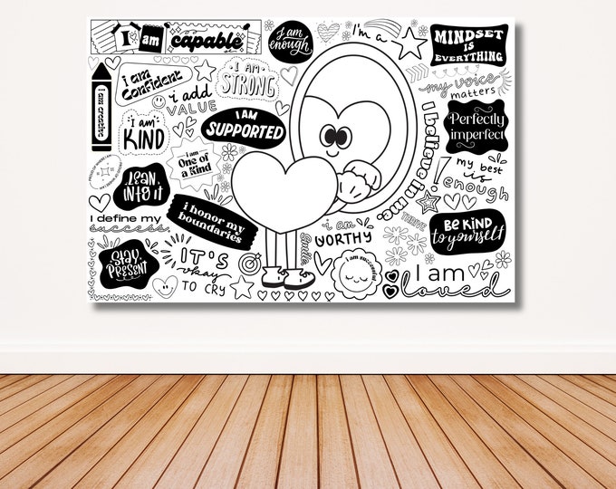 Featured listing image: Large Coloring Poster| Positive Self Talk | Confidence | Teen Tween Gift | Youth | Classroom | School | Fun Group Activity | School |