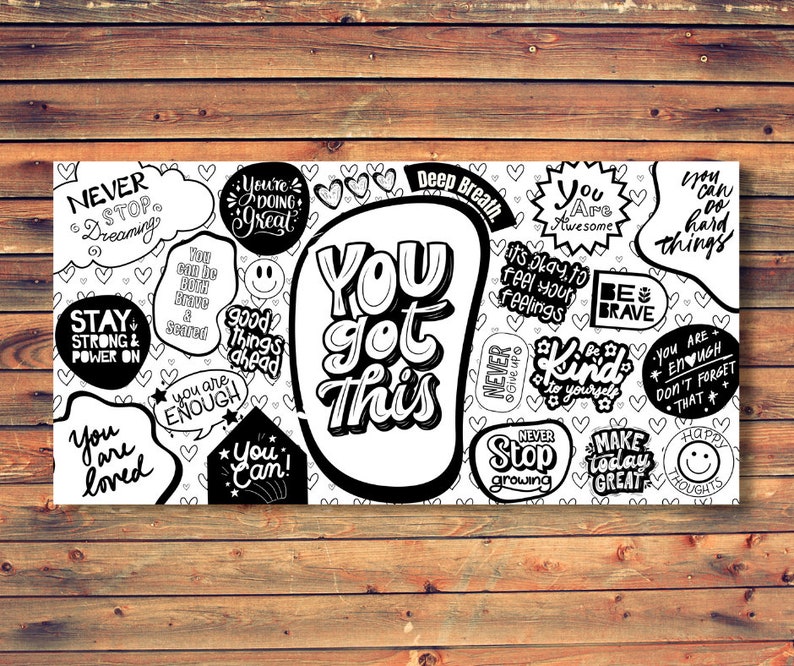 Large Coloring Poster You Got This Encouraging Messages 36x72 Digital ...