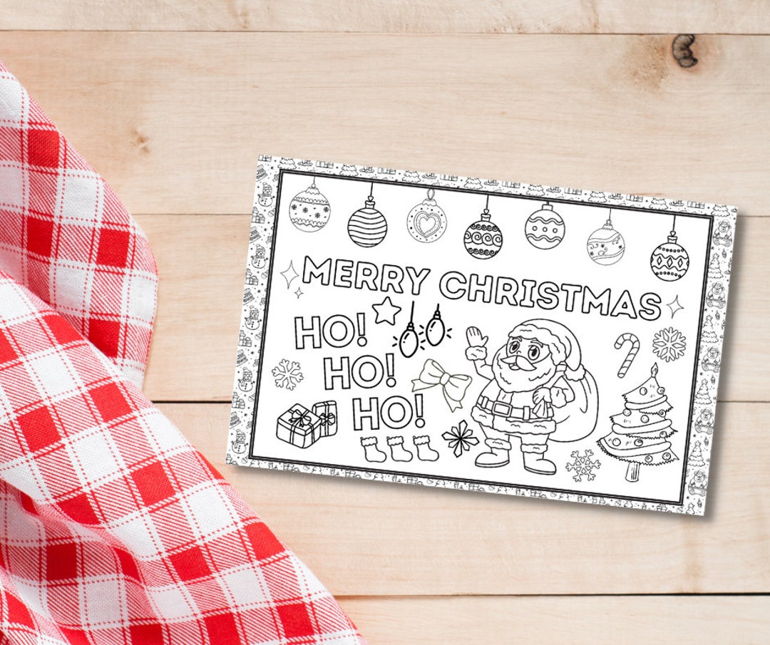 Merry Christmas Placemat Coloring Page Ornaments Etsy