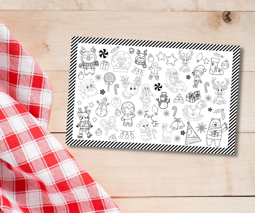 Merry Christmas Placemat Coloring Page Christmas Characters Etsy