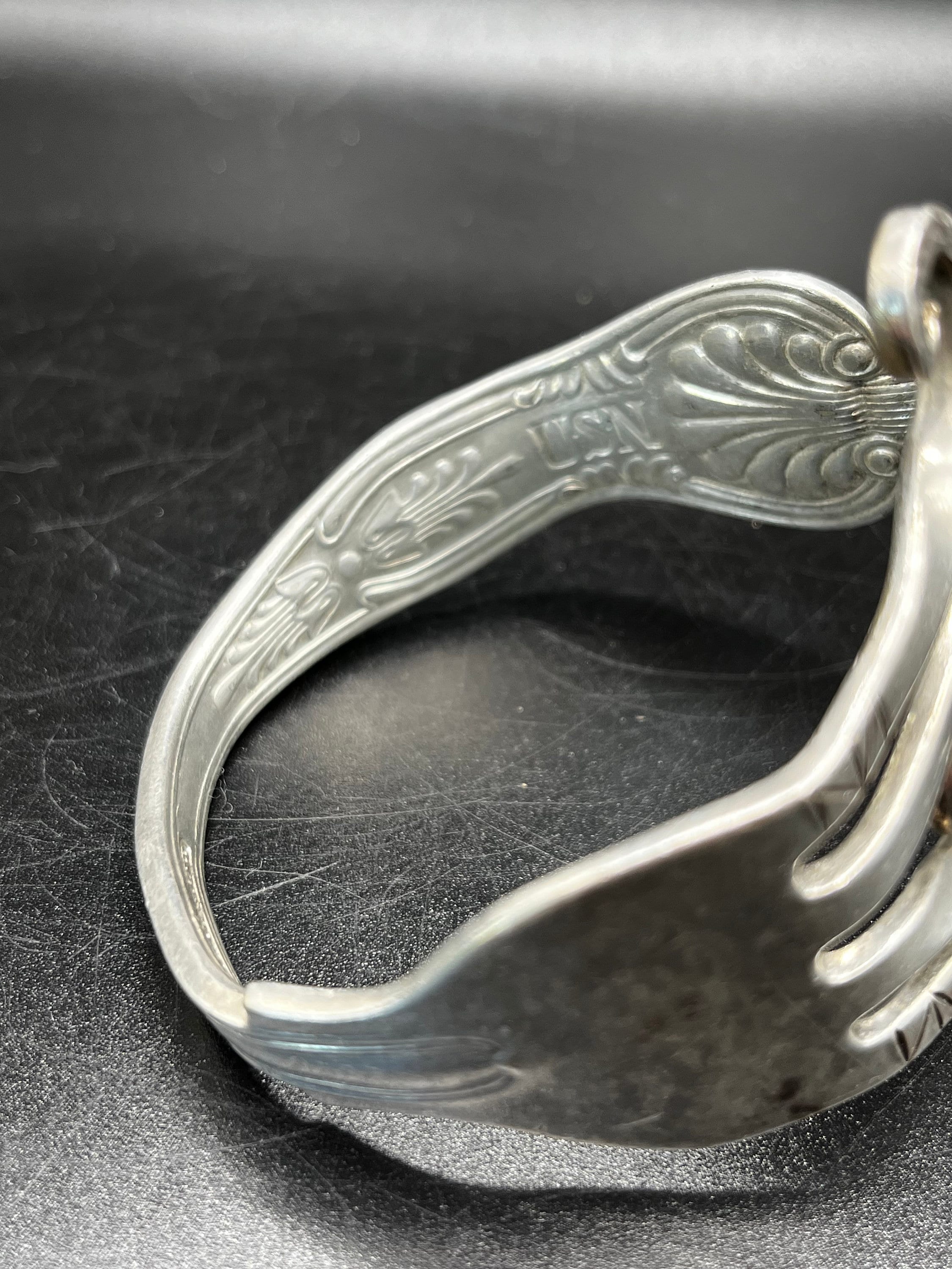 US.Navy アメリカ海軍 ヴィンテージ　スプーンブレスレット Vintage Hand Made Silver International Silver US Navy Spoon