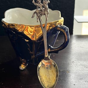 RARE Vintage / Antique Sterling Silver Collector Souvenir Spoon Calgary Canada Cowboy Stampede