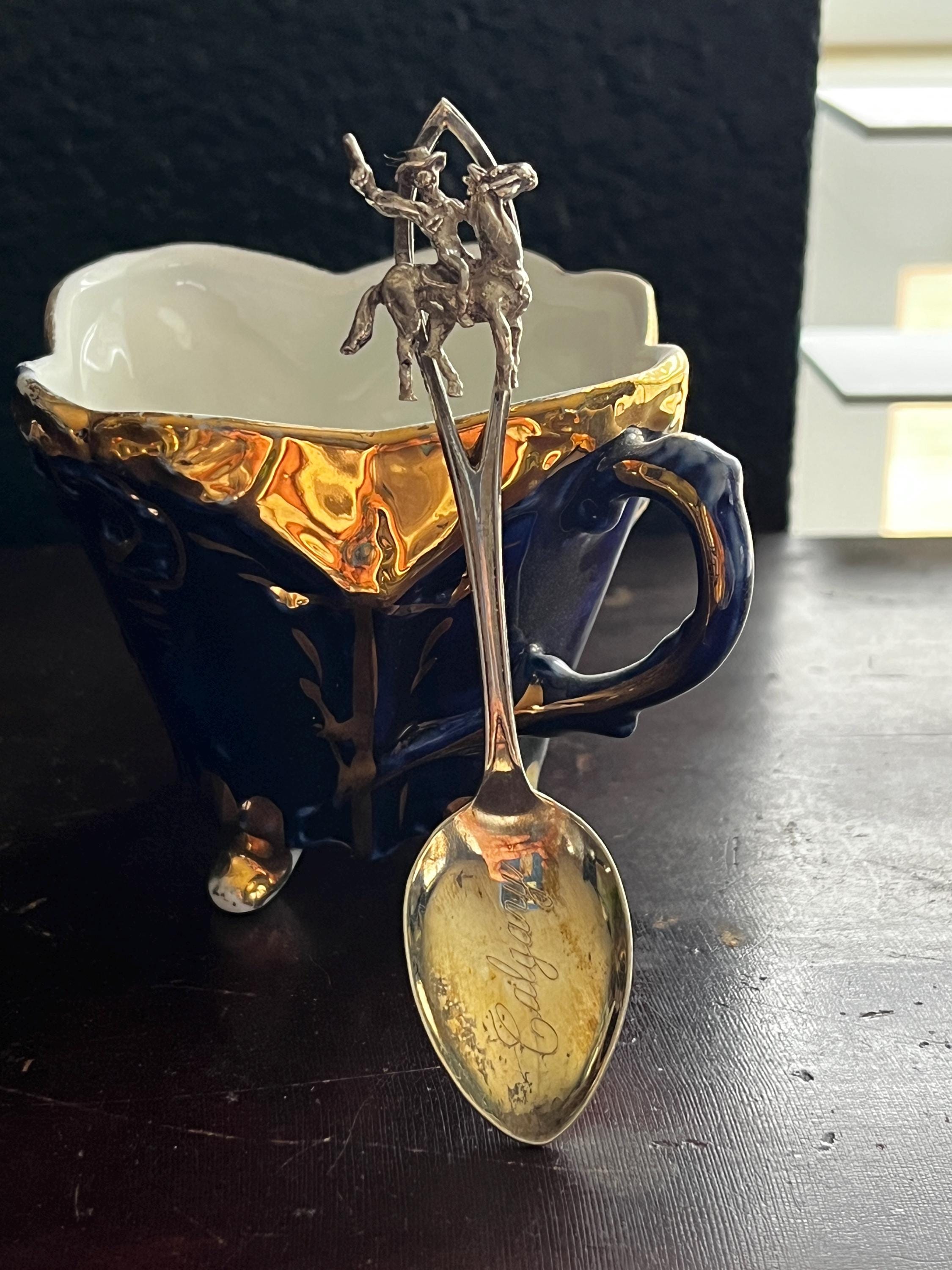 RARE Vintage / Antique Sterling Silver Collector Souvenir Spoon Calgary Canada Cowboy Stampede