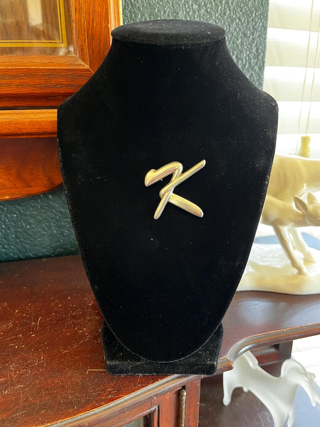 Vintage Sterling Silver Alphabet Brooch, Letter K Pin, .925 Signed ...
