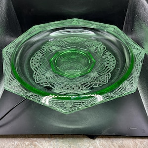 Vaseline Uranium Glass, Antique LE Smith Romanesque Bowl,10.5&quot;  1930s Era,  More to Come!