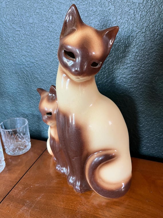 50s　　ミッドセンチュリー　セラミック製　キャットランプ Vintage 1950's Howard Kron Designed Siamese Cats TV Lamp, Flawless