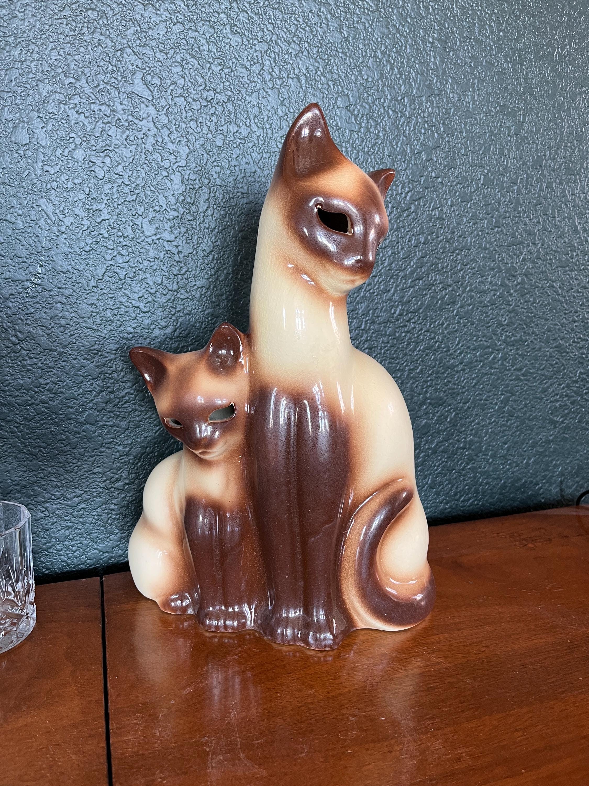 Vintage 1950's Howard Kron Designed Siamese Cats TV Lamp, Flawless