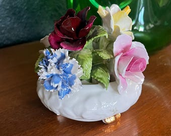 So Collectable, Vintage Radnor Of Staffordshire England Bone China Flower Bowl, Hand Made and Painted