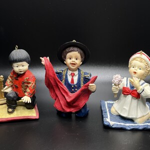 Set of 3 Ashton-Drake Heirloom Ornaments Yolanda Bello, Asian and Spanish Babies