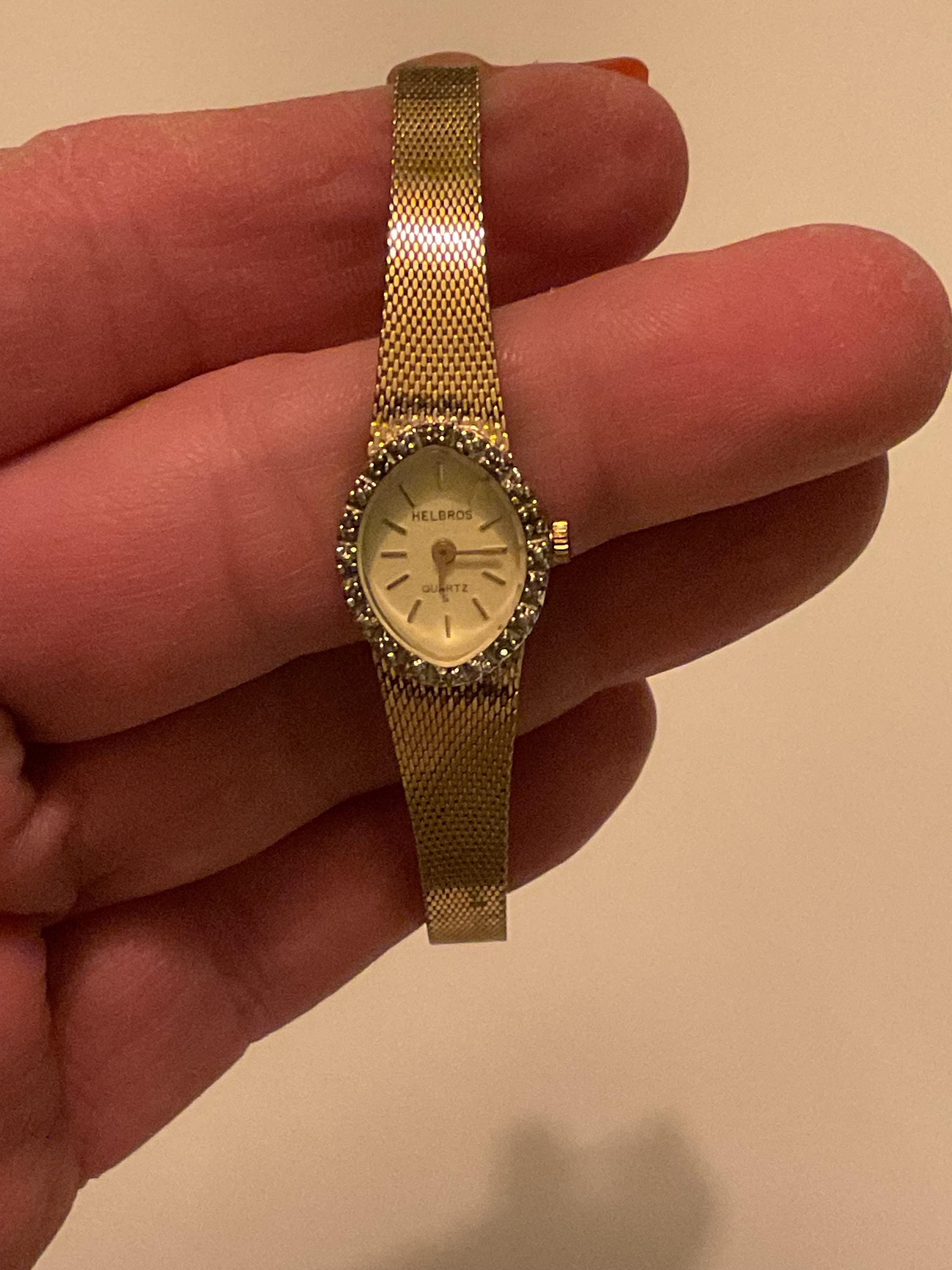 Helbros Quartz Gold Stretch Band Ladies Watch Helbros Women Oval Wristwatches for sale | eBay main image 2