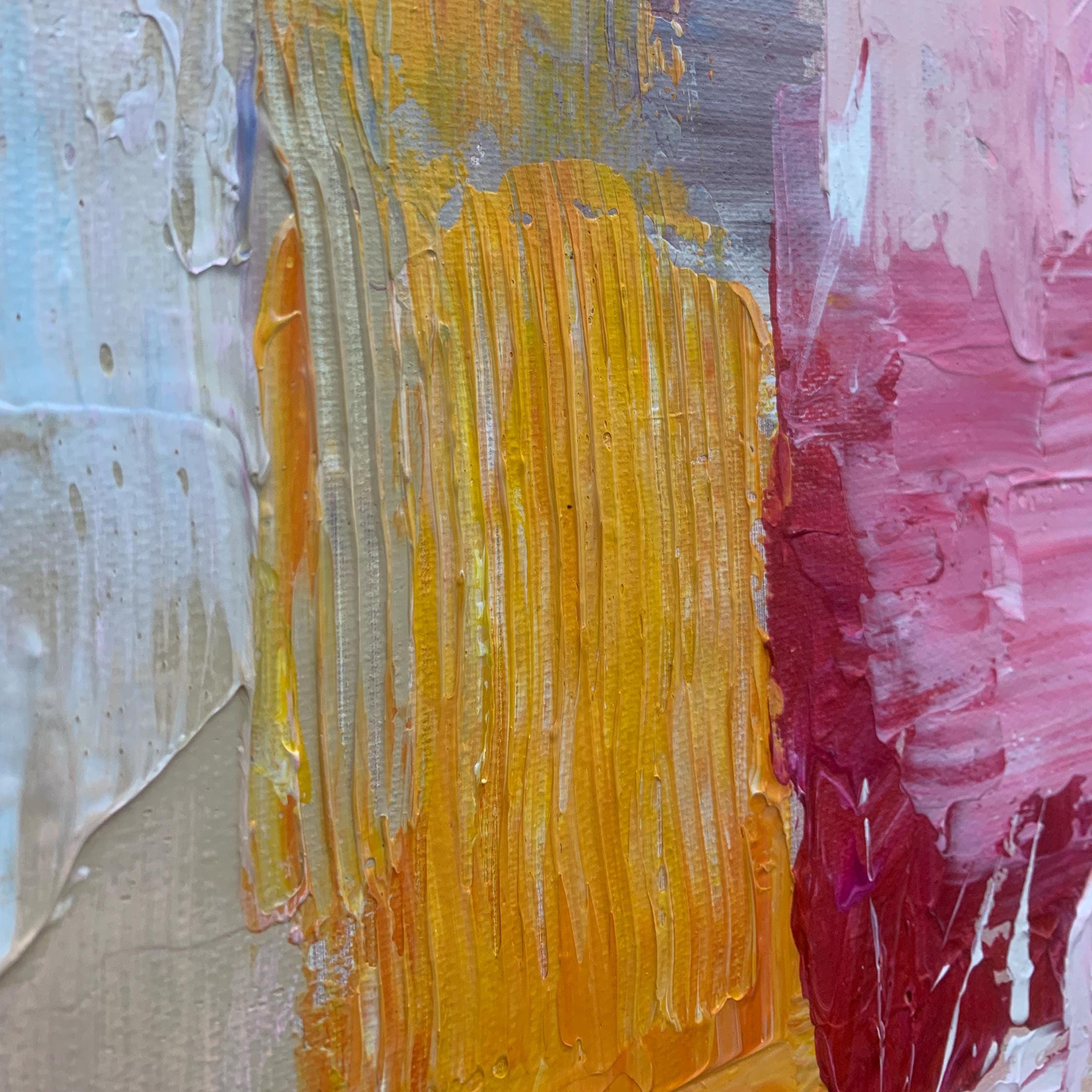 Large pink abstract oil painting, colorful handmade painting, modern office art, living room wall decoration