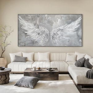 Angel Wings Handmade Painting Art, Angel Wings Abstract Oil Painting on Canvas, Modern Living Room Wall Decor,Texture Painting
