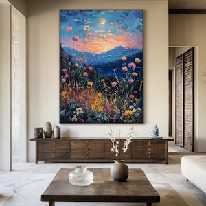 Original colorful flower sea decorative painting abstract flower landscape painting flower texture wall painting modern home decoration