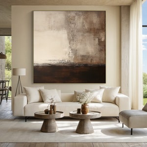 Brown minimalist wall decor art, large brown abstract wabi-sabi wall painting art, original brown texture painting, modern home decor
