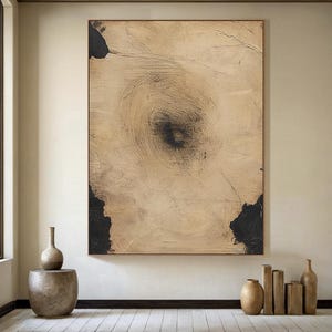 Brown canvas art, brown simple texture painting, large brown wall art, brown abstract handmade painting, modern living room decor