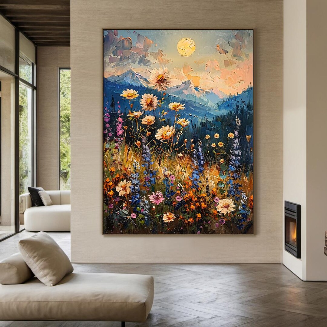 Abstract Floral Texture Wall Art Blooming Flowers Painting on Canvas ...