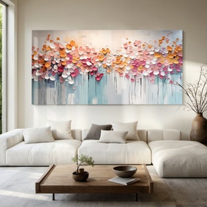 Grandes peintures de fleurs originales sur toile, art mural texturé 3D, peintures acryliques de fleurs abstraites modernes, décoration murale