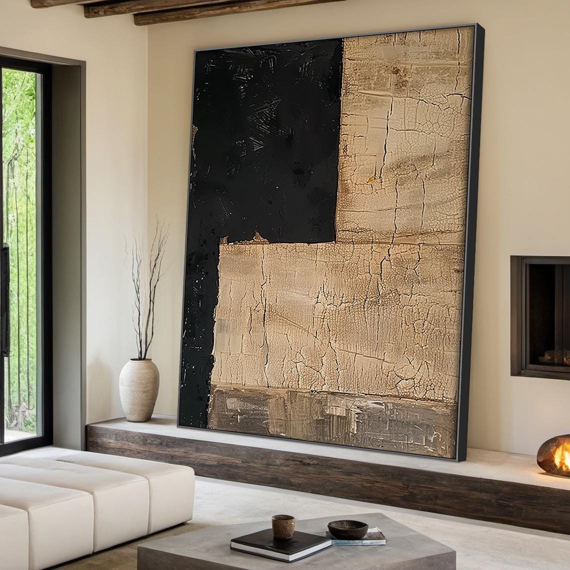 Original Brown Abstract Oil Painting on Canvas, Large Brown Minimalist ...