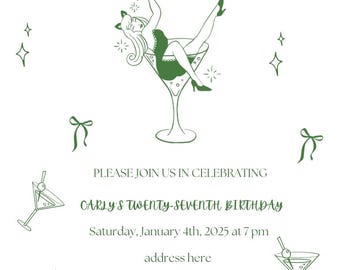 Birthday Card Invitation / A Tini Bit Older / 100% Editable Invitation