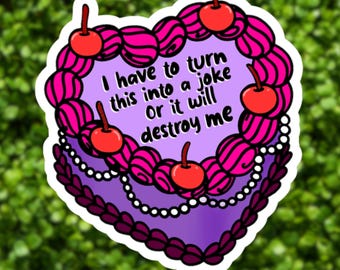 Gothic Heart Cake Sticker | Dark Humor Waterproof Vinyl