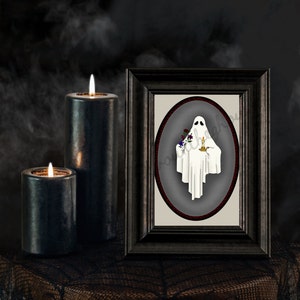 Impresión gótica de fantasma de corazón embrujado: Arte mural espeluznante de Halloween (descarga digital)