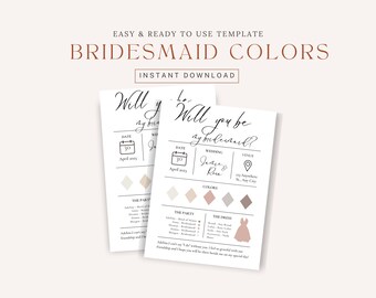 Bridesmaid Colors-Bridesmaid template-bridesmaid invite-wedding invite-wedding rsvp-wedding decorations-template-download-instant