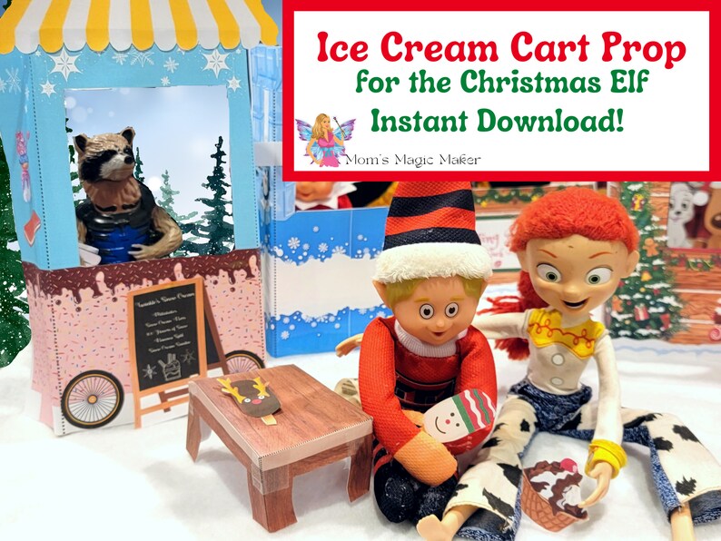 Christmas Elf Ice Cream Cart Printable Prop – Instant Download for ...
