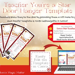 You're the Star Treat Door Hanger for Teachers * PTA/PTO/Booster Clubs * Editable Template