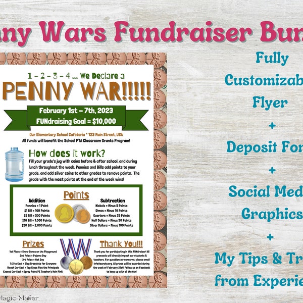 Penny Wars Fundraiser Bundle * PTA/PTO/Booster Clubs * Editable Template