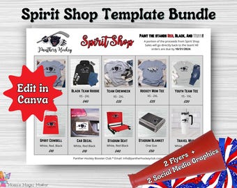 Spirit Wear Flyer and Order Form Template Bundle for Canva - Booster Clubs, School, PTA's, PTO's Templates