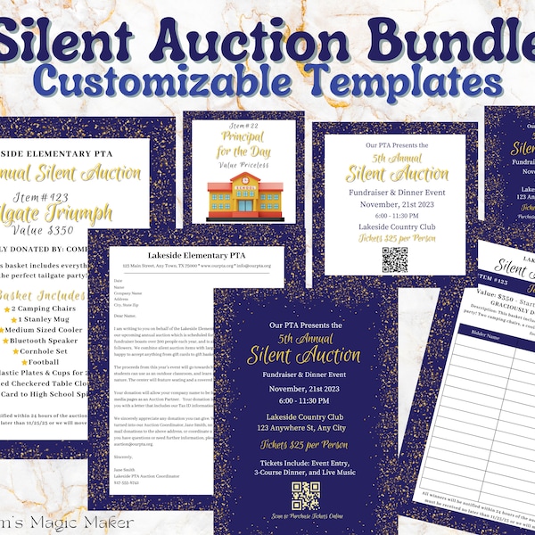 Silent Auction Bundle * Templates for PTA's, PTO's, and Schools