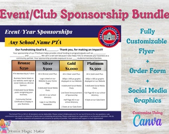 Canva Template Bundle for Sponsorships | Perfect for PTA, PTO, Schools, and Boosters!