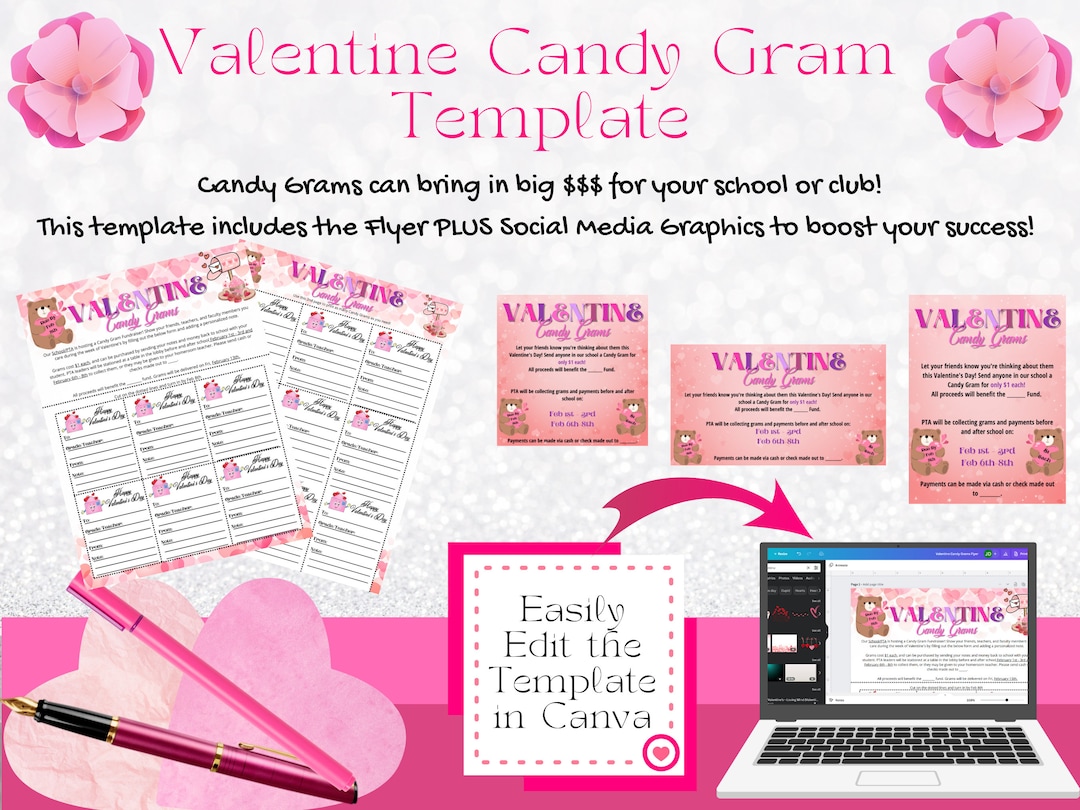 Valentine Candy Gram Fundraiser Bundle Pta/pto/booster Clubs Editable