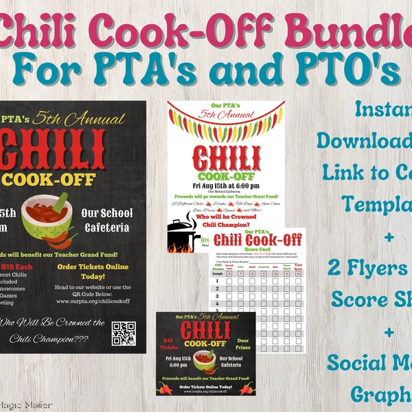 Chili Cook-Off Bundle * Template for PTA's, PTO's, Booster Clubs, and Schools