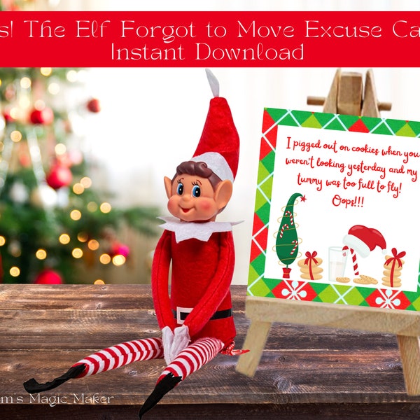 The Elf Forgot to Move Excuse Cards * Instant Download