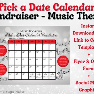 Pick a Date Calendar Fundraiser Canva Template Bundle for Music Boosters