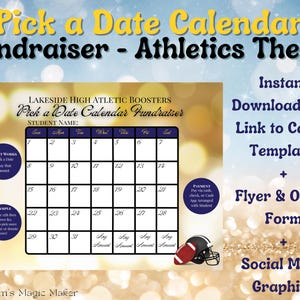 Pick a Date Calendar Fundraiser Canva Template Bundle for Athletic Boosters