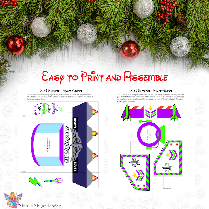 Elf Lightyear Space Ranger Printable Props – Rocket Ship, Wings, and ...