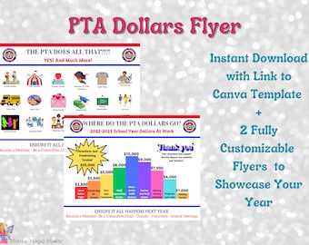 PTA Dollars Flyer * PTA/PTO/Booster Clubs * Editable Template