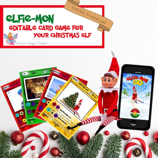 Elfie-Mon * Printable Card Game for Christmas Elf * Instant Download