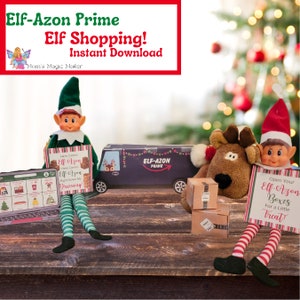 Elf-Azon Delivery Truck and Boxes Bundle for Christmas Elves, Instant Download and Print, Easy Elf Kit
