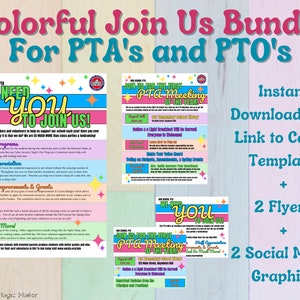 Lebendiges Canva Template Bundle für PTA, PTO, und Booster Clubs
